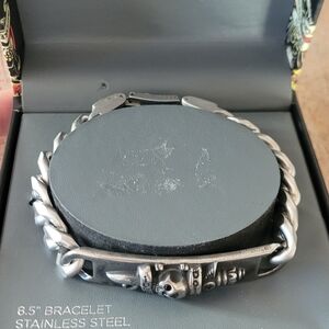 Ed Hardy Silver Skull Chain Bracelet